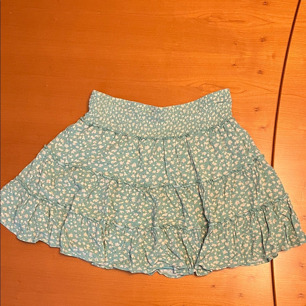 American Eagle Outfitters Light Green & Ivory Floral Skirt (lined)